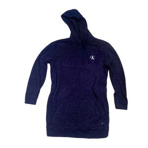 Calvin Klein Dark Blue Hooded Dress Sleepwear Towel Robe Pajamas Medium CK ONE